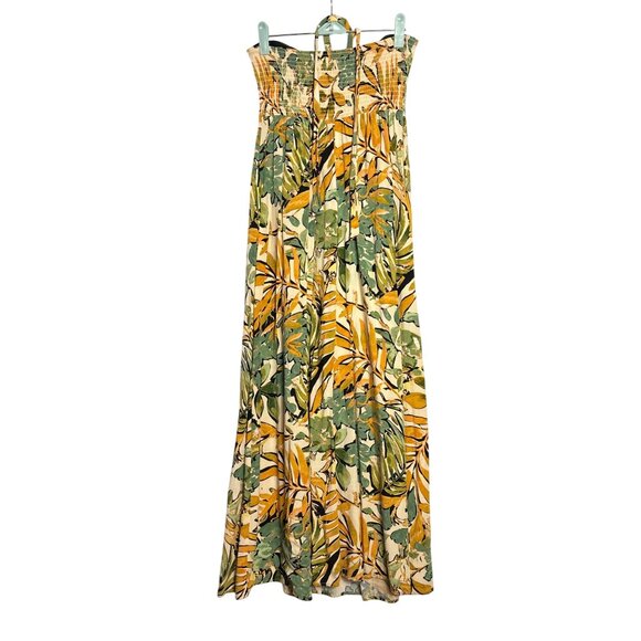 Rewind Halter Maxi Dress Size XS Tropical Abstract Floral Smocked Back - Picture 4 of 7
